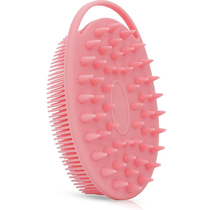 Upgrade 2 in 1 Bath and Shampoo Body Brush, Silicone Exfoliating Body Scrubber for Use in Shower, Premium Silicone Loofah, Head Scrubber, Scalp Massager, Easy to Clean (1PC Pink)